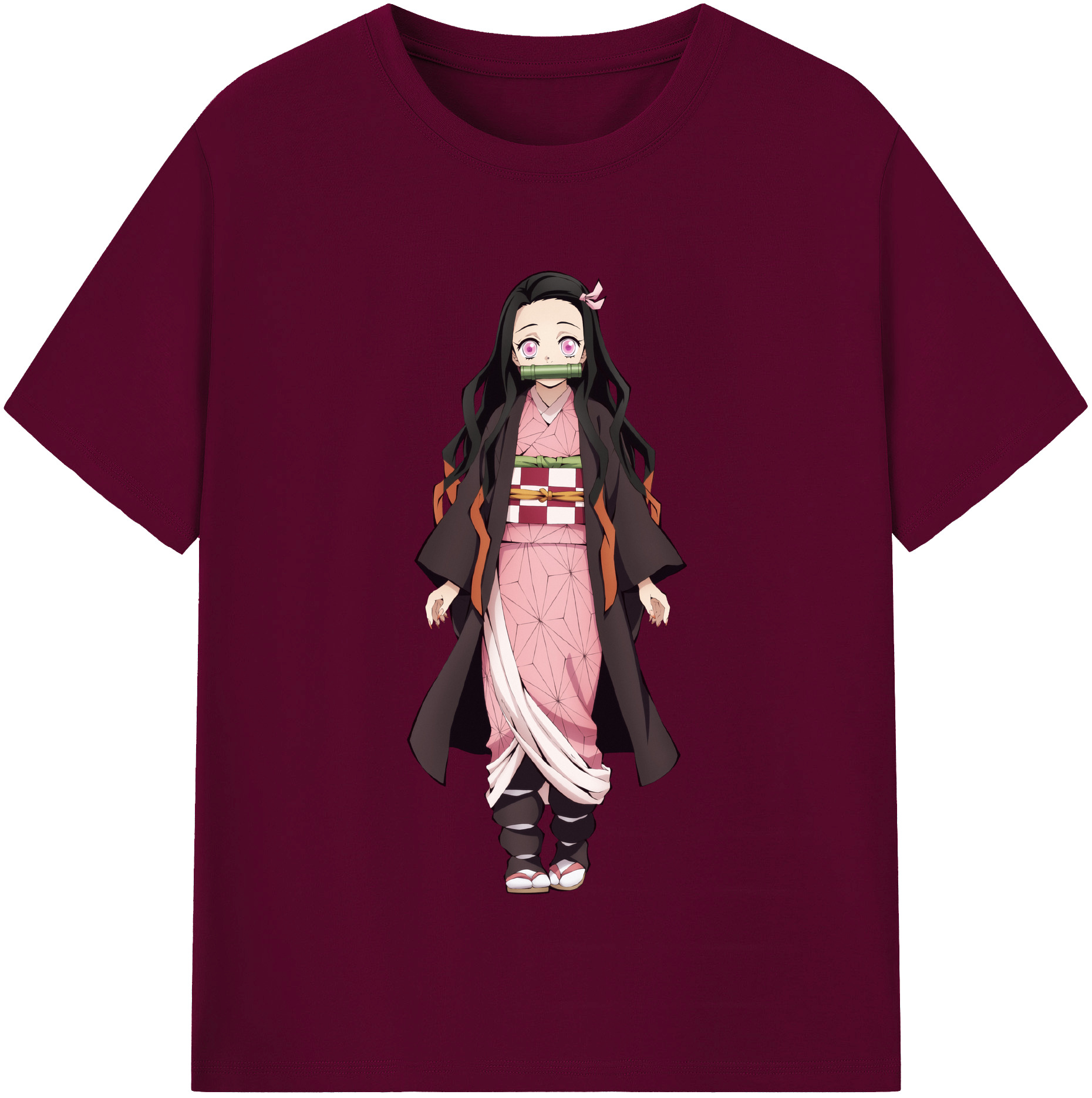 （画像用） 鬼滅の刃（きめつのやいば）竈門 禰󠄀豆子／かまど ねずこ Kamado Nezuko レディースカジュアルプリントTシャツ（綿100％）